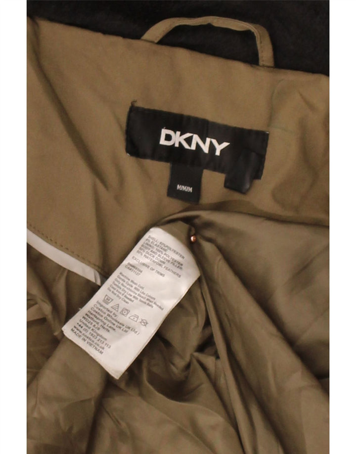 Casaco acolchoado com capuz feminino DKNY UK 14 médio cáqui