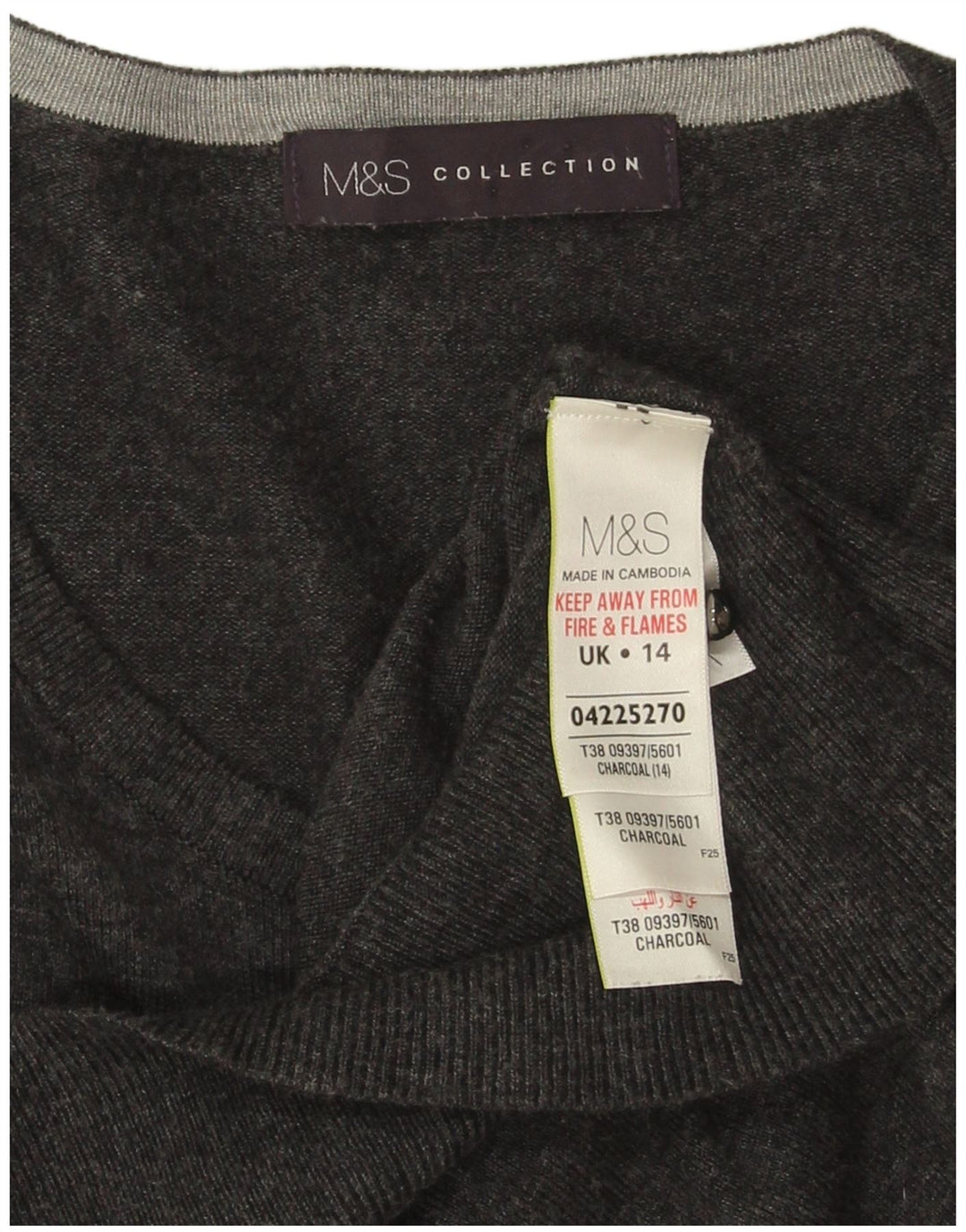 Suéter cardigã feminino Marks & Spencer Reino Unido 14 Viscose cinza médio