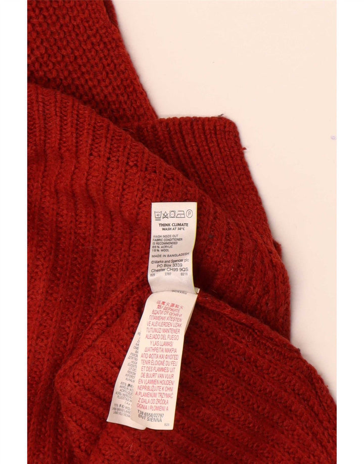 Regata feminina Marks & Spencer com colete Reino Unido 12 acrílico vermelho médio