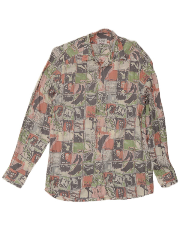 Camisa gráfica masculina Olymp tamanho 38 média multicolorida patchwork viscose