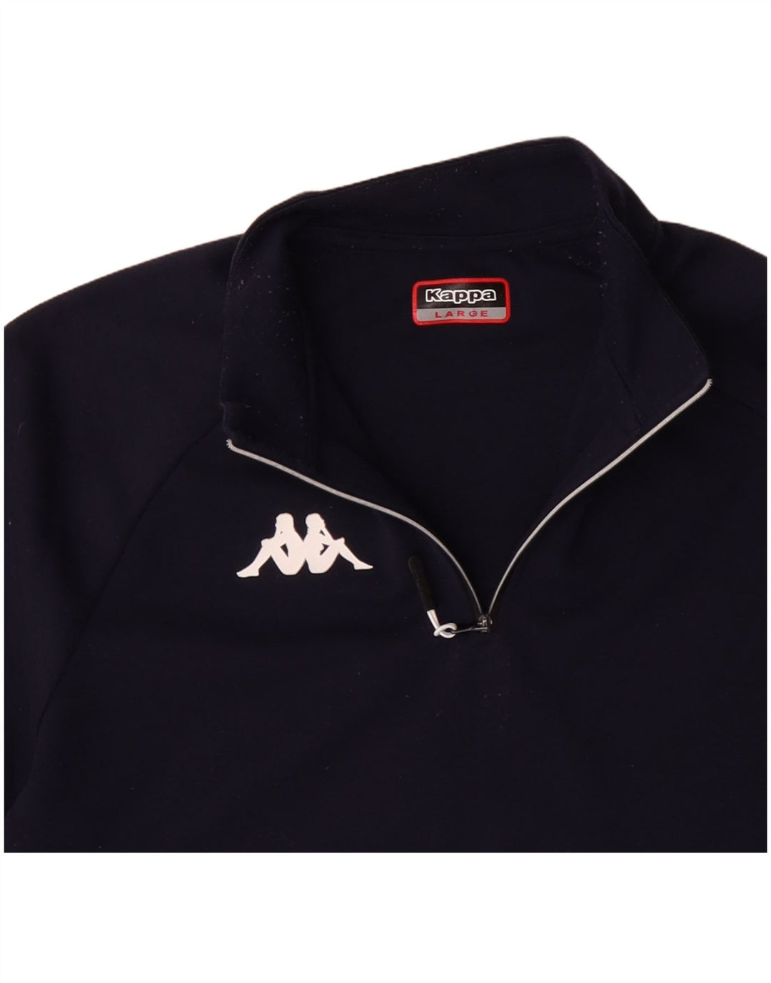 KAPPA Mens Zip Neck Sweatshirt Jumper Large Navy Blue Colourblock