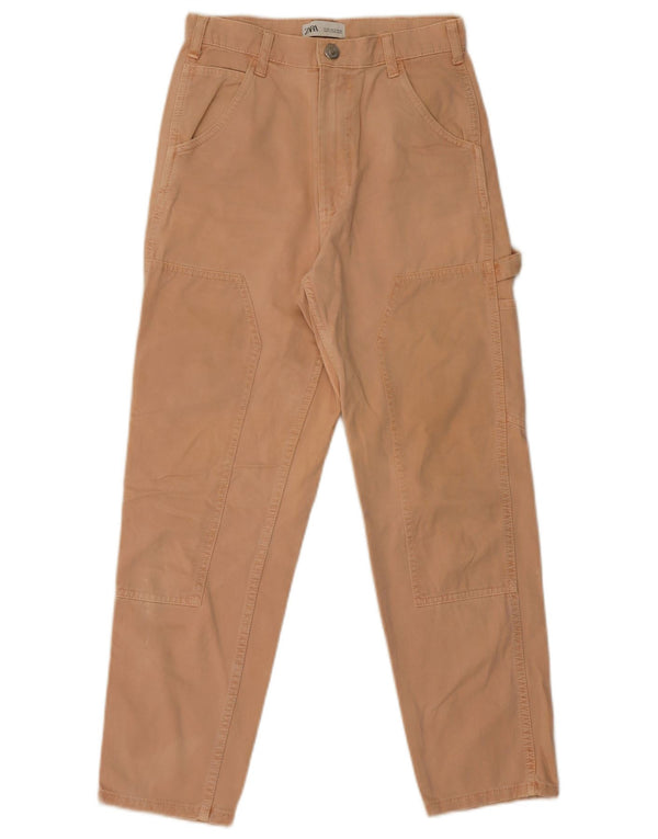 Zara Calça jeans feminina Cargo Tapered EU 36 XS W26 L26 algodão rosa
