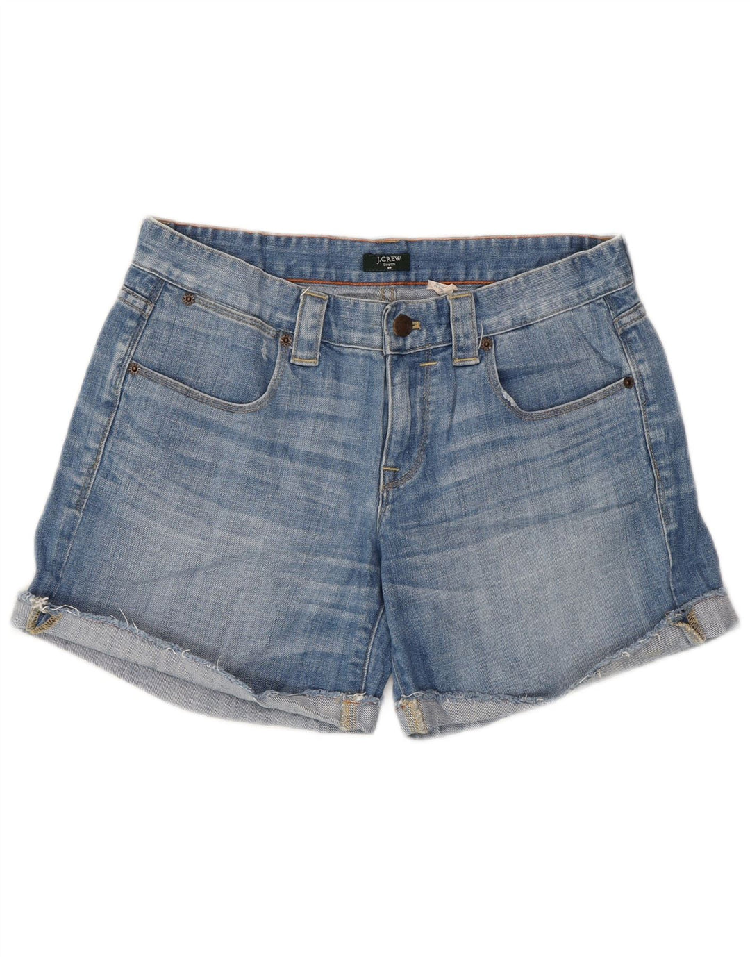 J. CREW Shorts jeans feminino EUA 6 médio W30 algodão azul