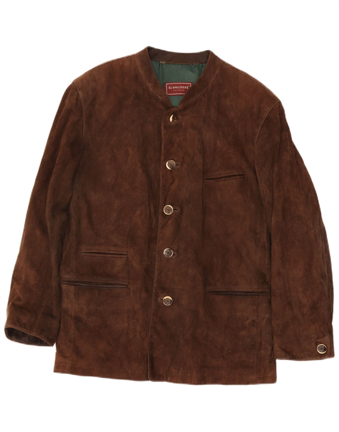 Jaqueta masculina de camurça Schneiders UK 44 2XL couro marrom clássico