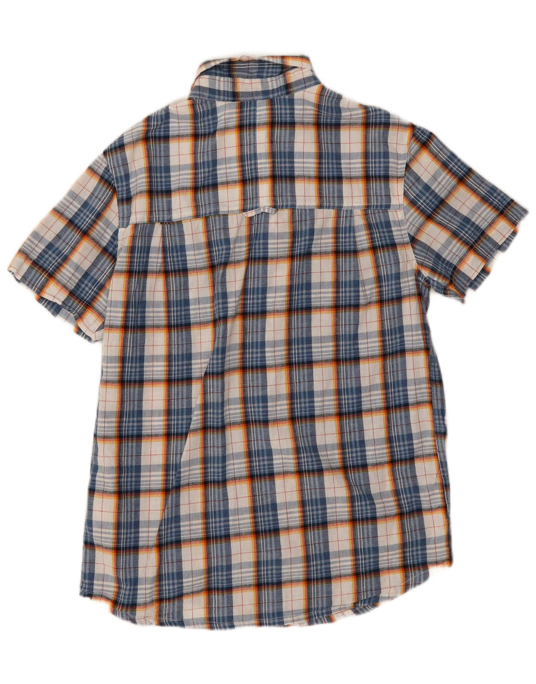 Camisa curta da luva dos homens do armazém da montanha poliéster azul pequeno da verificação