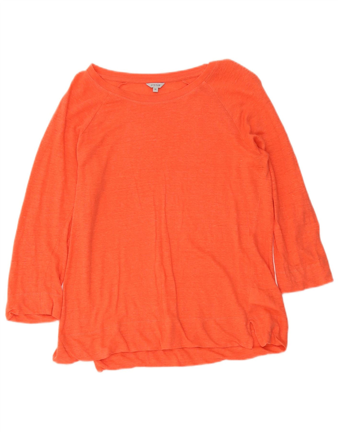 Top feminino Jigsaw manga 3/4 UK 12 linho laranja médio
