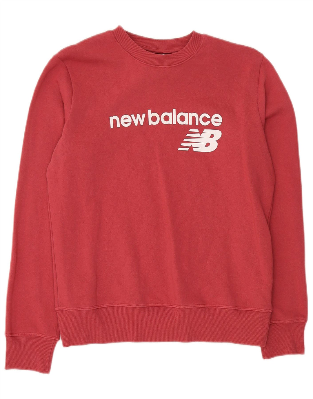 New Balance Mens Graphic Moletom Jumper Pequeno Algodão Vermelho