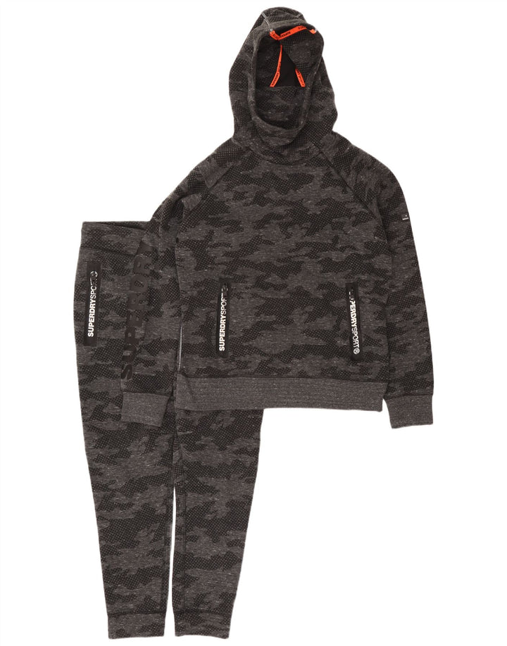 Fato de treino feminino Superdry Graphic Full UK 18 XL cinza camuflagem poliéster