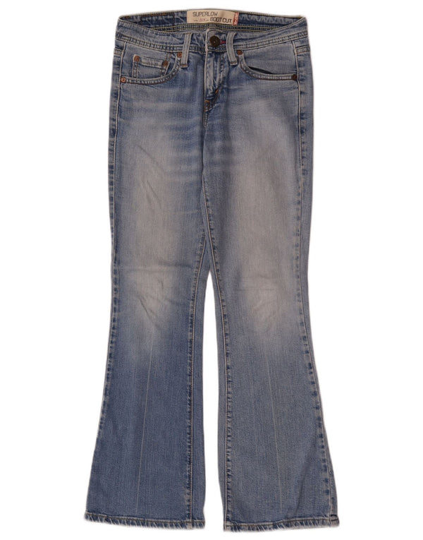 Calça jeans feminina Levi's 518 Super Low Bootcut US 1 XS W28 L29 azul algodão