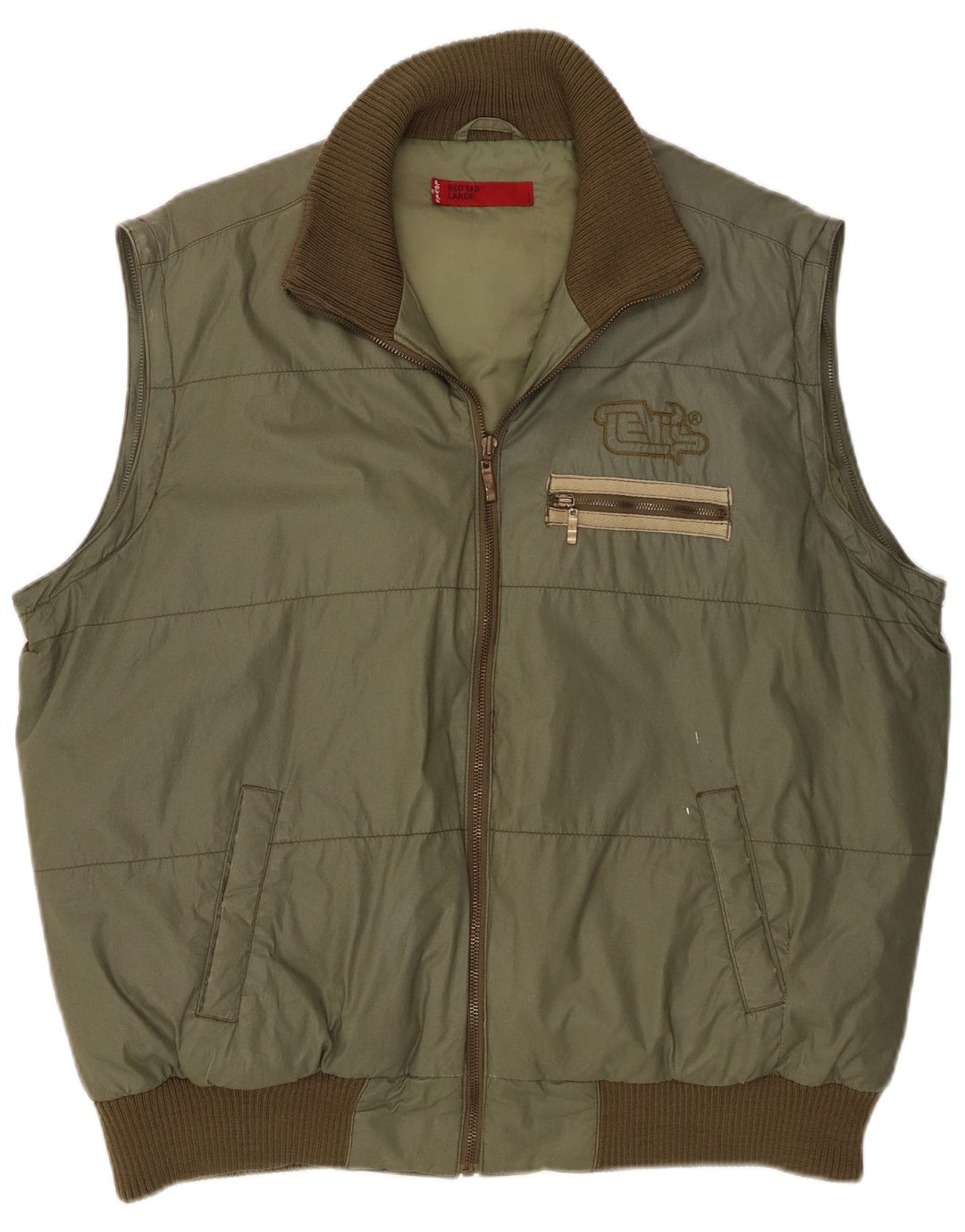 Colete acolchoado masculino Levi's UK 40 grande algodão verde
