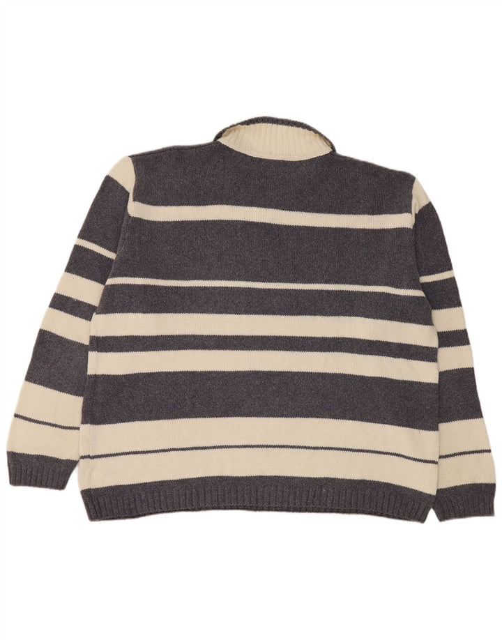 Suéter masculino Levi's com gola polo e algodão listrado cinza grande