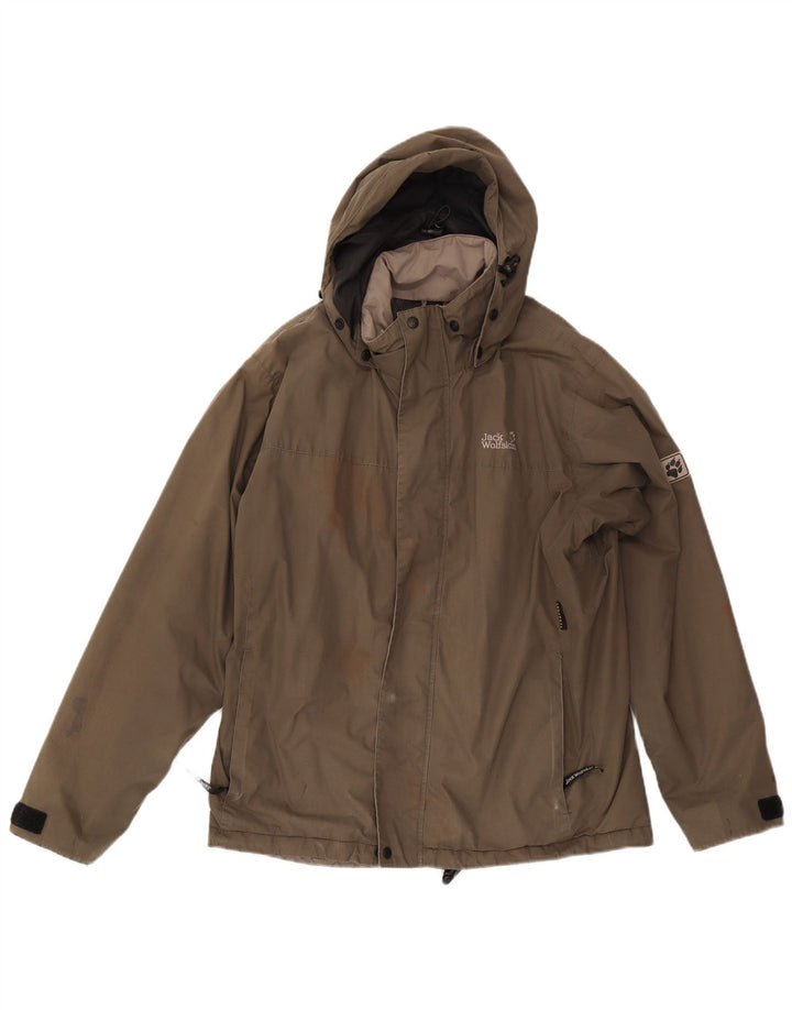 Jaqueta corta-vento masculina Jack Wolfskin com capuz Reino Unido 36/38 bege médio