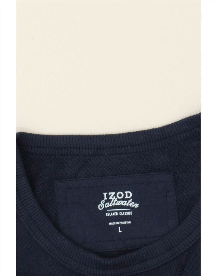IZOD Mens Salt Water Sweatshirt Jumper Large Navy Blue Cotton Vintage Izod and Second-Hand Izod from Messina Hembry 