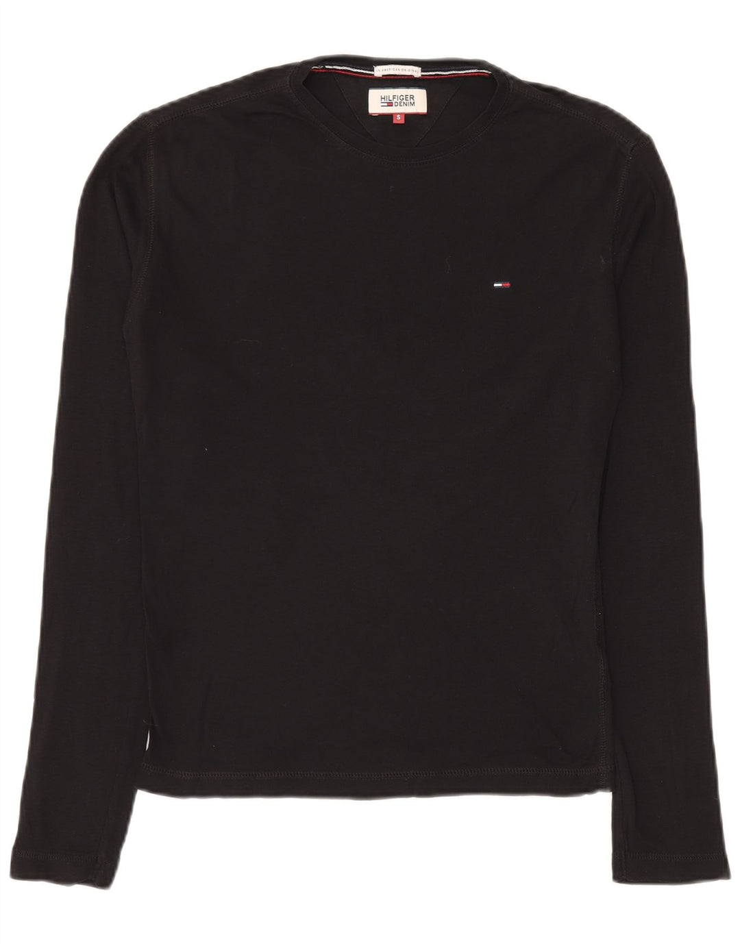 Top masculino TOMMY HILFIGER manga comprida pequeno algodão preto