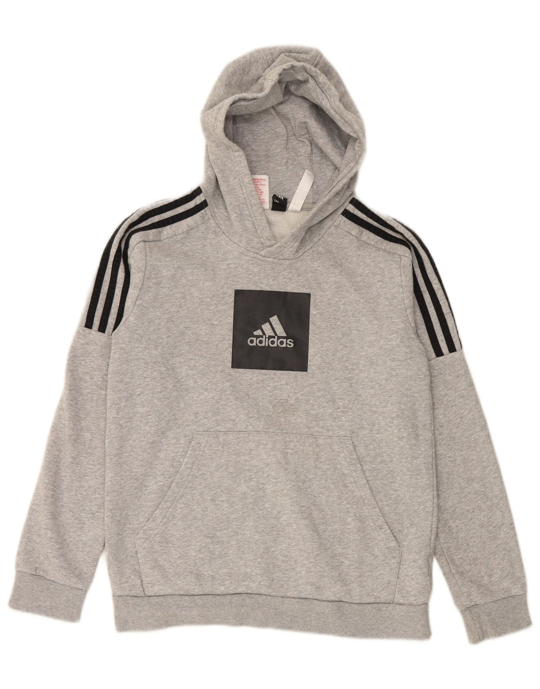 ADIDAS Meninos Graphic Hoodie Jumper 13-14 Anos Cinza Algodão