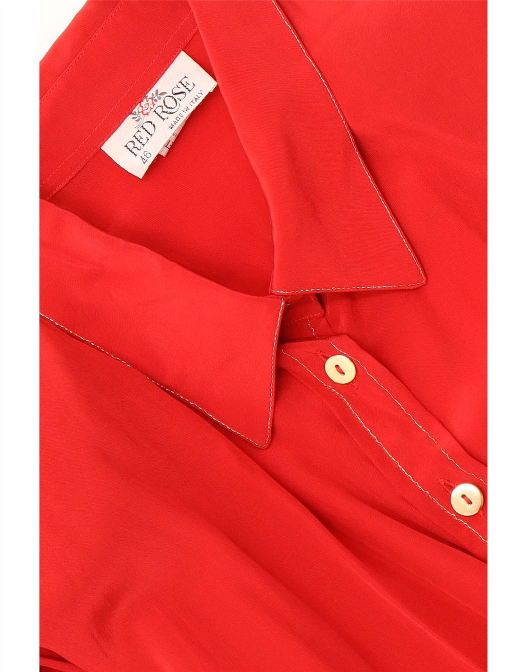 Camisa feminina vintage manga comprida regular IT 46 grande seda vermelha