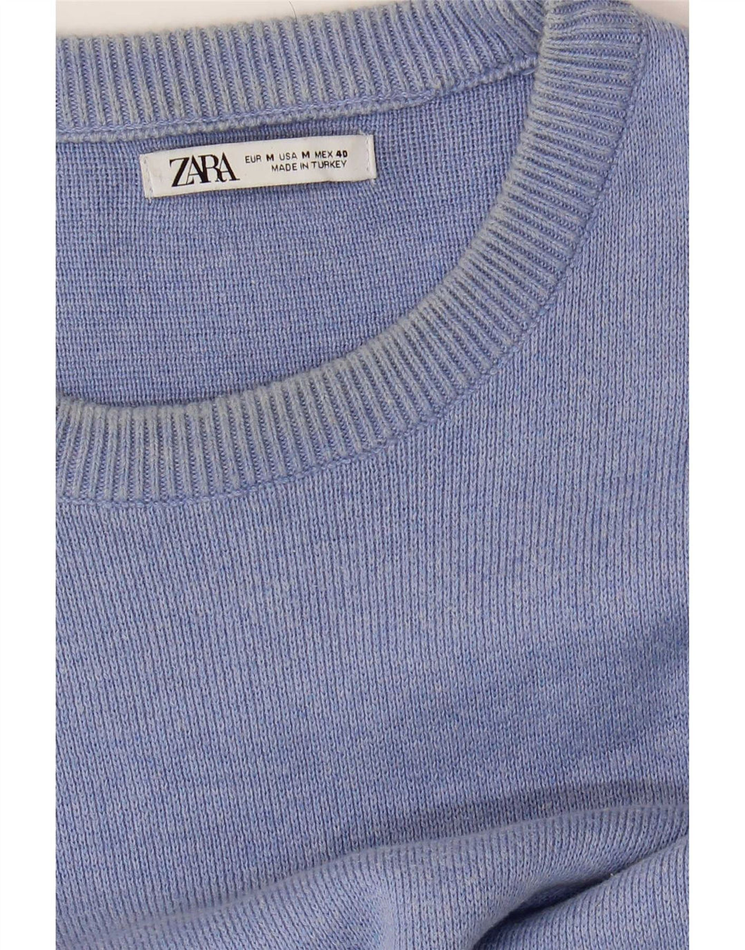 Zara Suéter masculino com gola redonda, azul médio