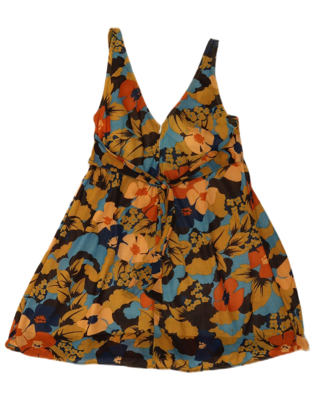 Vestido de verão feminino vintage Reino Unido 10 pequeno floral multicolorido