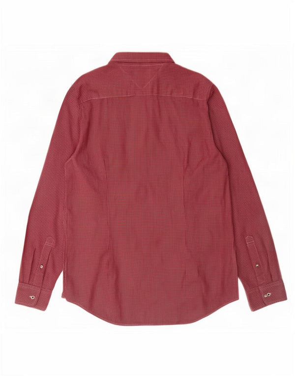 Tommy Hilfiger Camisa masculina de flanela slim fit grande algodão guingão vermelho