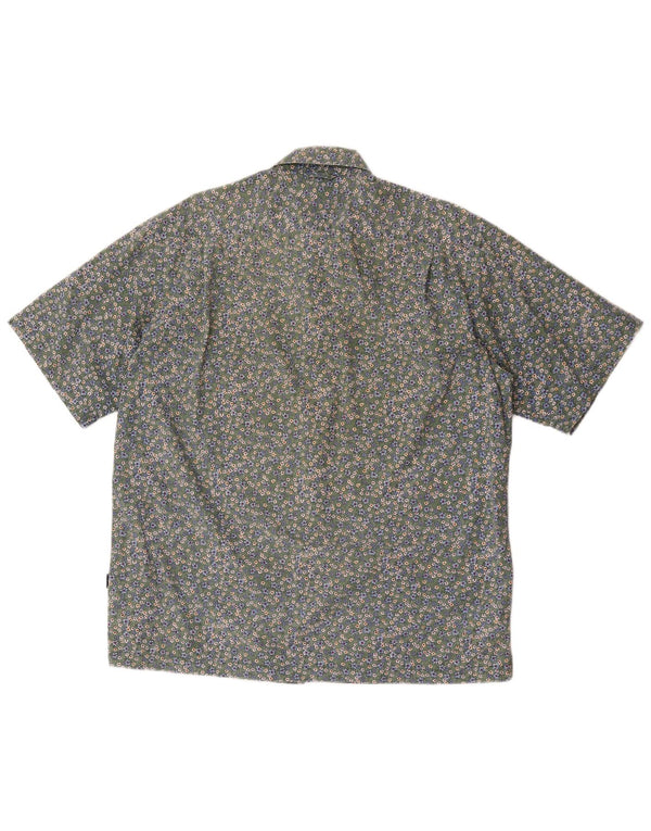 Camisa masculina de manga curta Tommy Hilfiger algodão floral verde médio