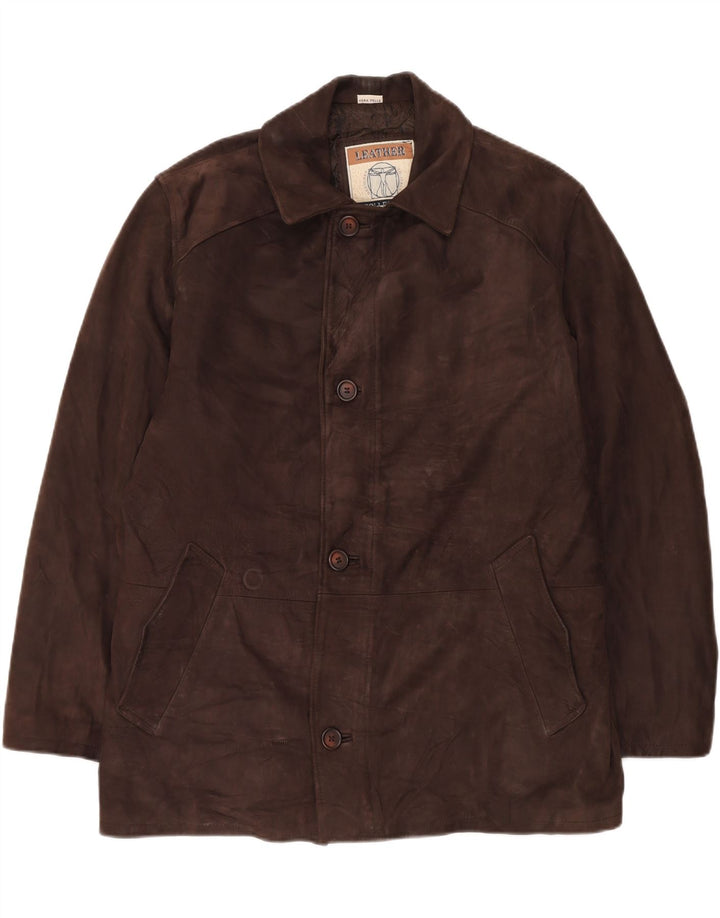 Casaco de couro masculino vintage IT 50 grande couro marrom