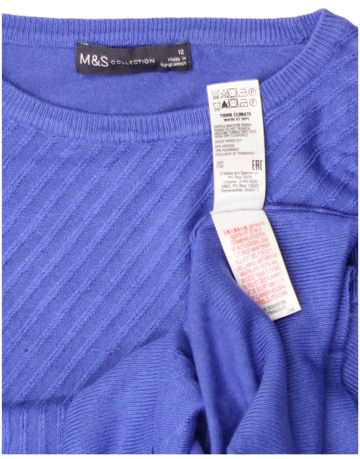 Suéter feminino Marks & Spencer com gola canoa e viscose azul médio Reino Unido 12