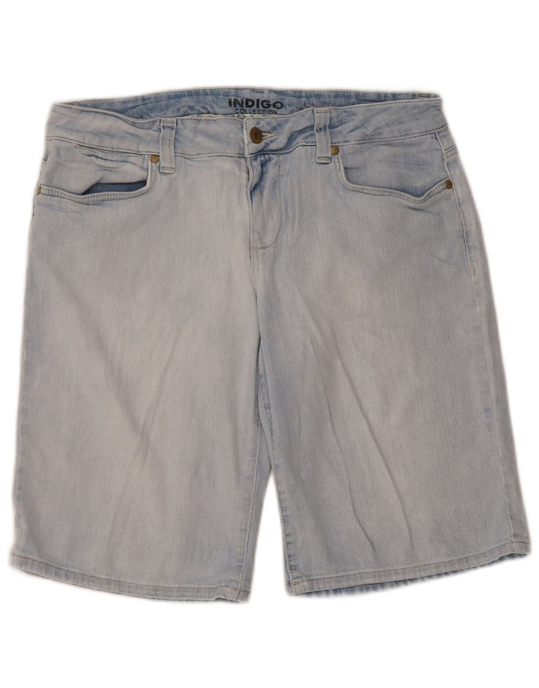 Shorts jeans feminino Marks & Spencer UK 14 grande W34 azul algodão