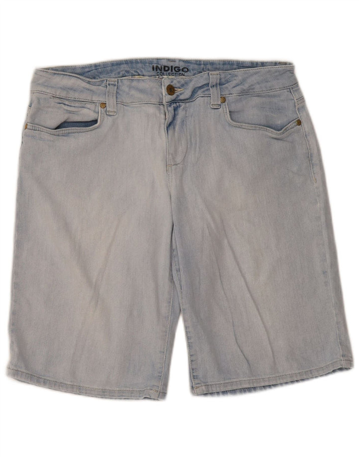 Shorts jeans feminino Marks & Spencer UK 14 grande W34 azul algodão