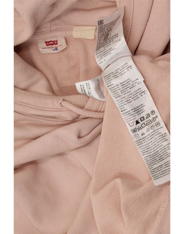 Suéter com capuz grande feminino LEVI'S Reino Unido 14 algodão rosa médio