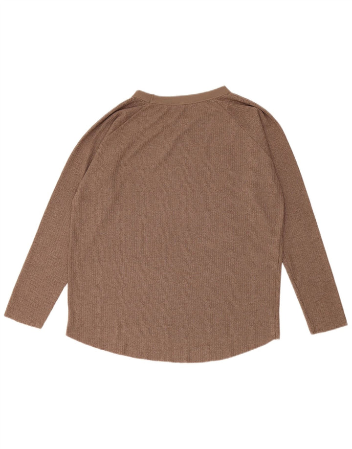 Zara Top feminino oversized manga comprida Reino Unido 10 pequeno marrom