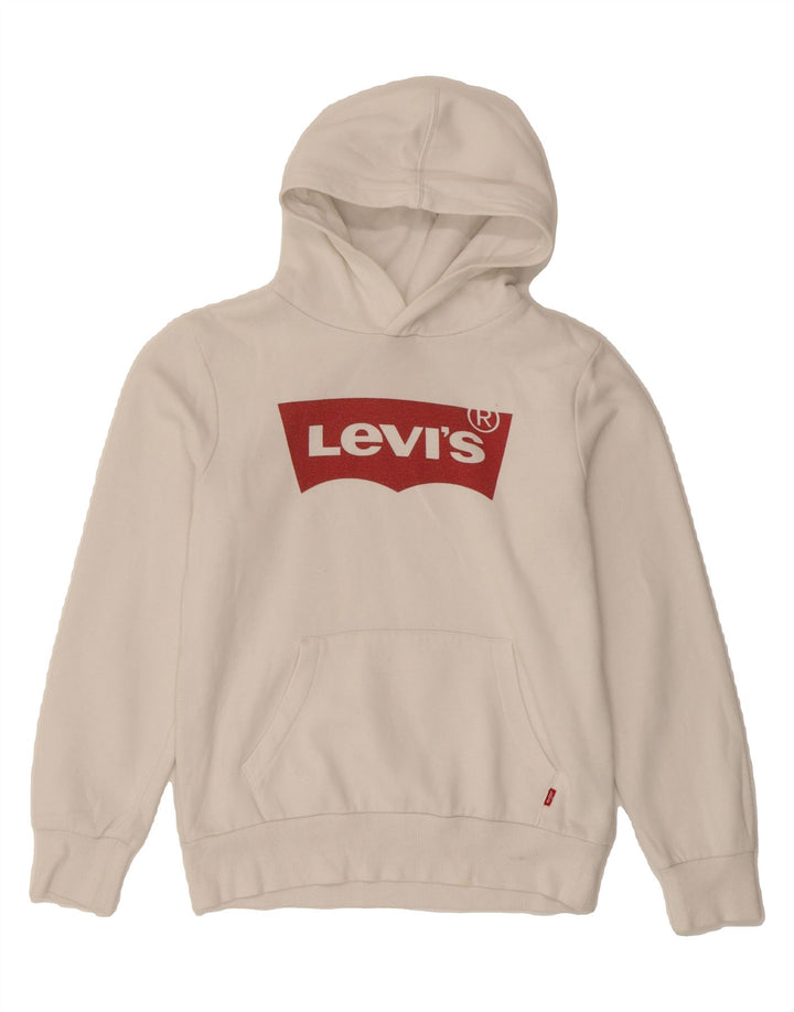 LEVI'S Girls Graphic Hoodie Jumper 11-12 Years White Cotton Vintage Levi's and Second-Hand Levi's from Messina Hembry 