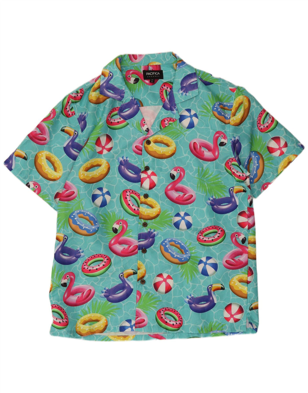 Camisa masculina de manga curta com padrão abstrato de vestuário grande poliéster turquesa