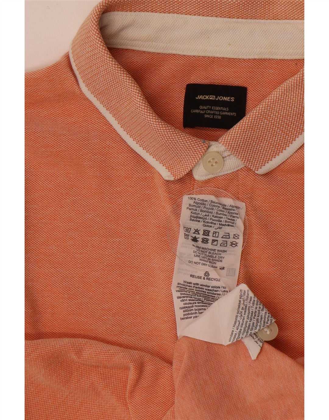 Camisa polo masculina Jack & Jones pequena laranja algodão