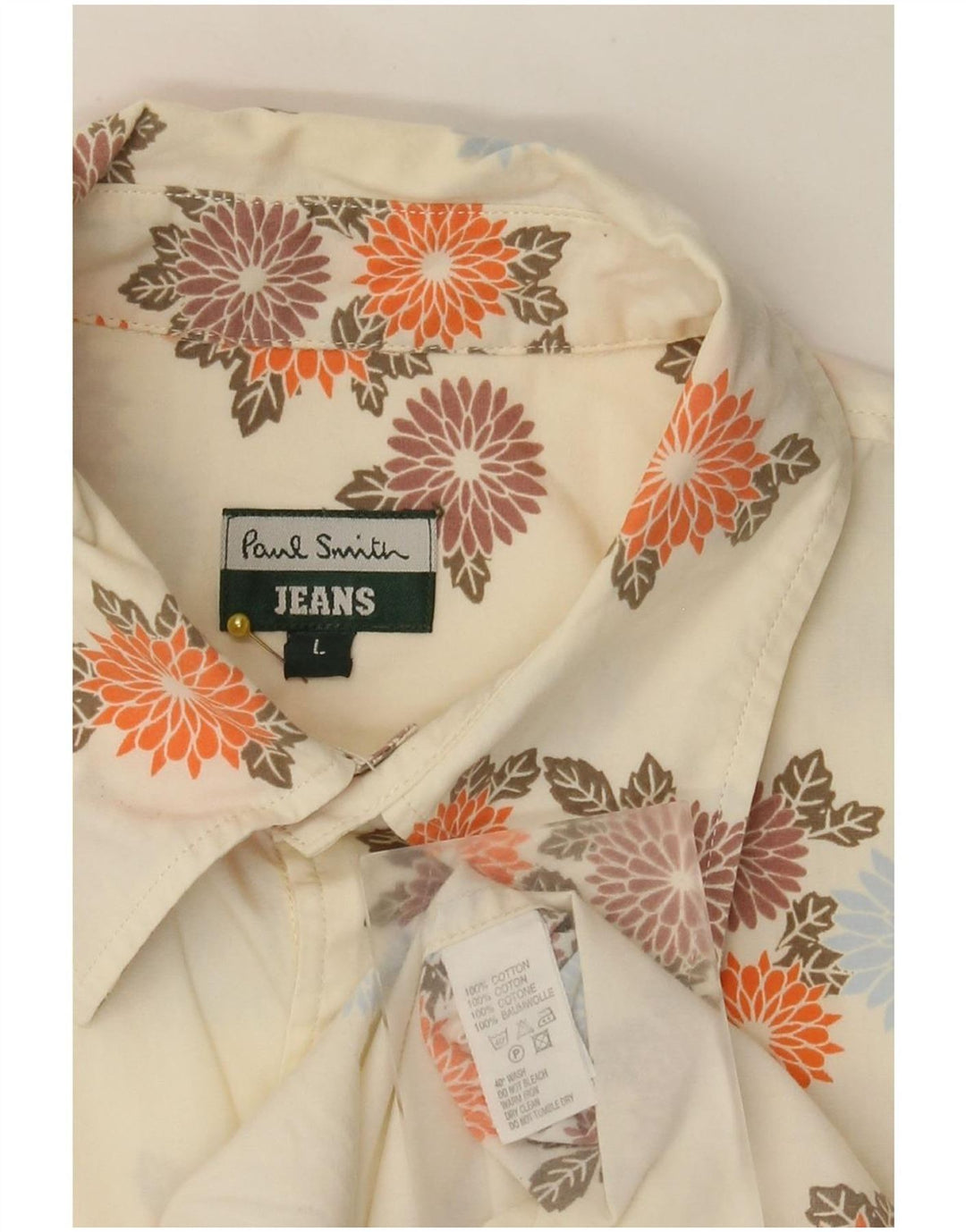 Camisa masculina Paul Smith grande de algodão floral branco