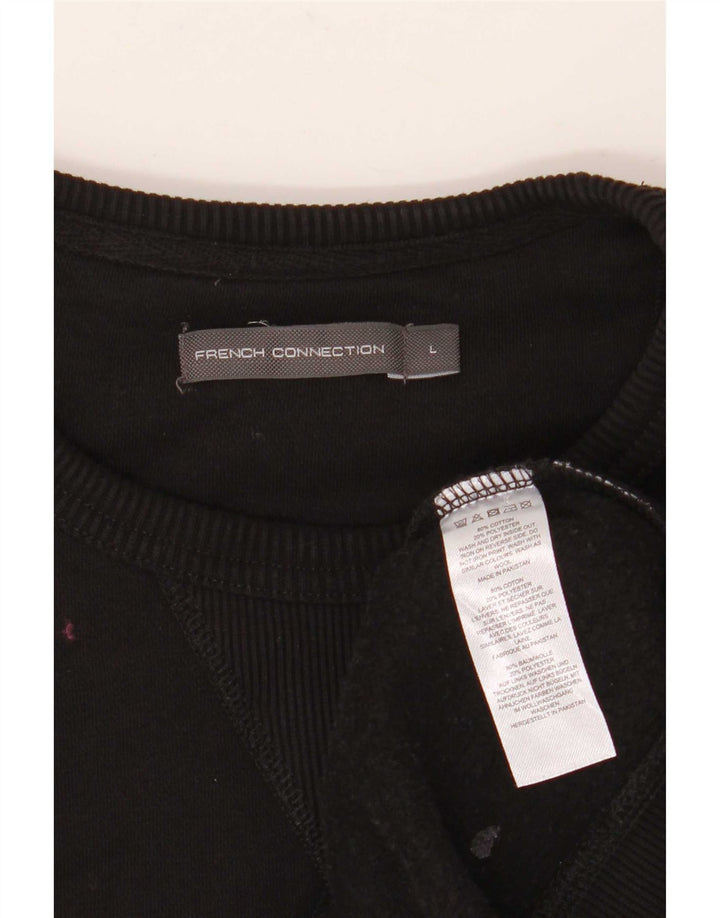 Moletom masculino French Connection Jumper grande algodão preto