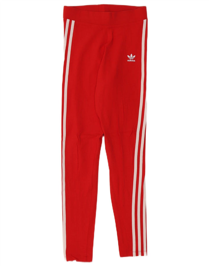 Leggings Adidas Femininas UK 10 Pequenas Algodão Vermelho