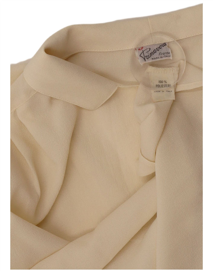 Blusa camisa feminina vintage IT 47 XL poliéster bege