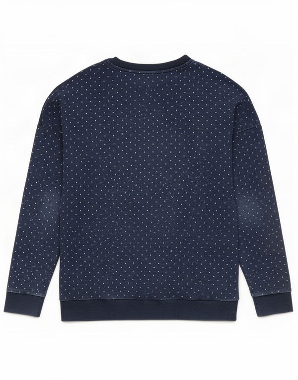 Suéter gráfico Adidas feminino 14-15 anos azul marinho algodão manchado