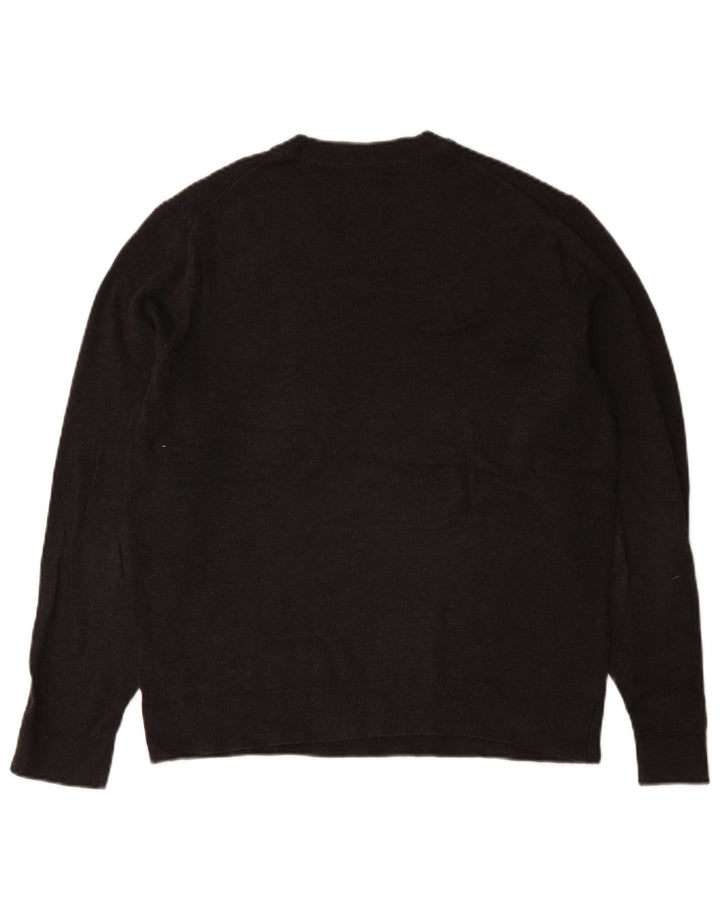 Suéter masculino Abercrombie & Fitch com gola redonda e algodão cinza médio