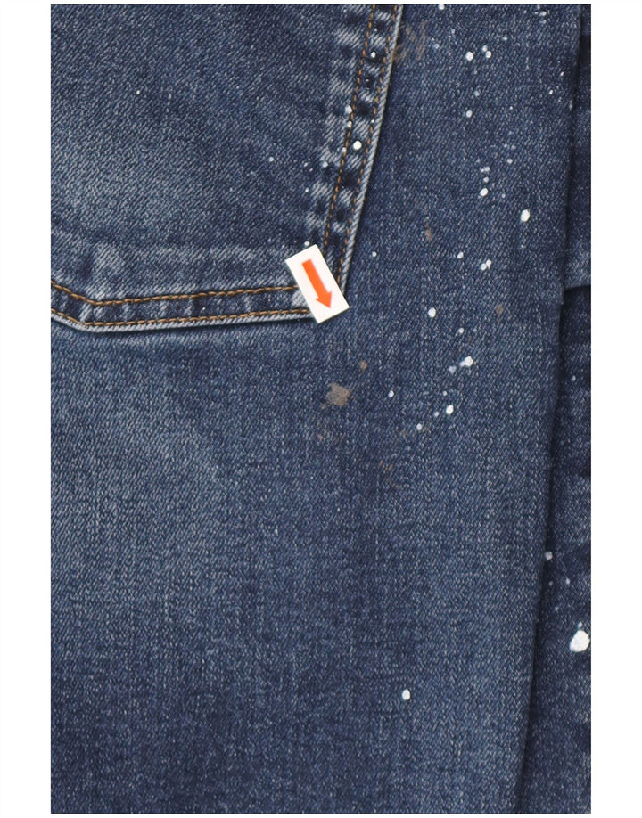 ZARA Jeans skinny masculino desgastado EU 46 XL W36 L30 algodão manchado azul