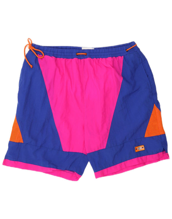 Shorts de natação masculino vintage XL azul Colourblock Nylon