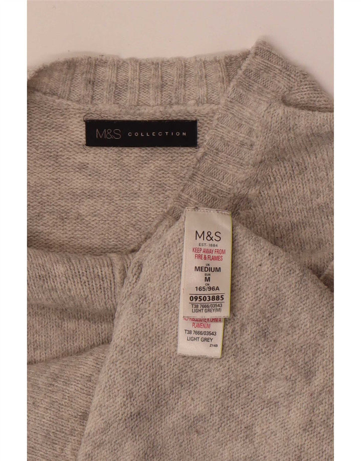 Suéter feminino Marks & Spencer com gola redonda Reino Unido 14 cinza médio acrílico