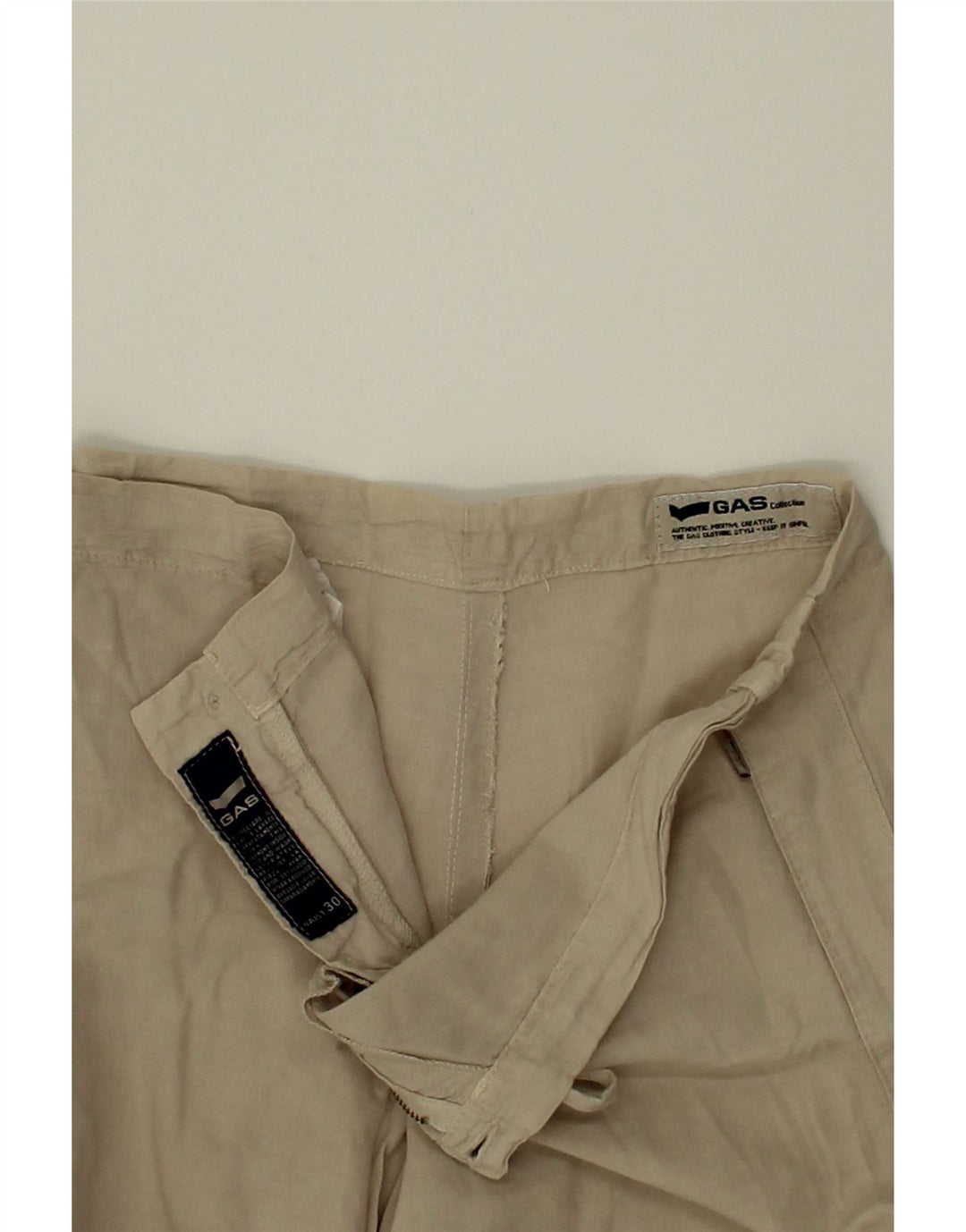 GAS Womens Straight Casual Trousers W30 L27 Off White Cotton Vintage Gas and Second-Hand Gas from Messina Hembry 