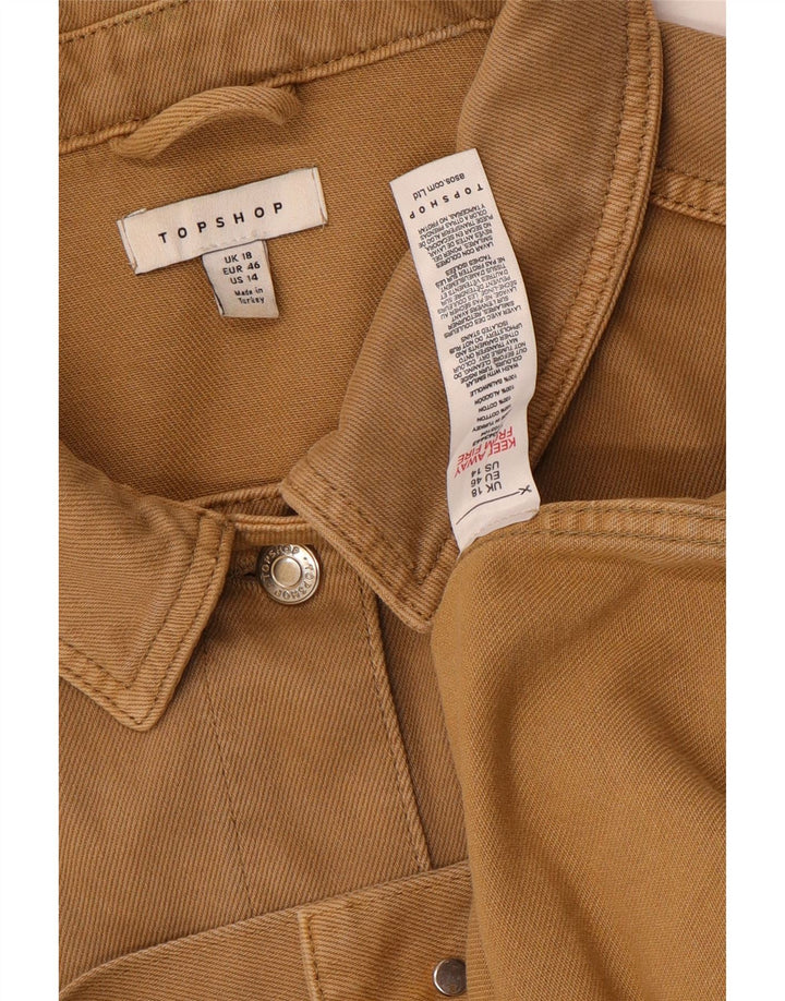 Jaqueta jeans oversized feminina Zara UK 18 XL algodão marrom