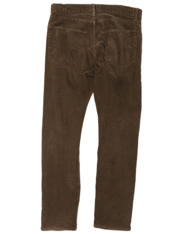 Calça masculina de veludo cotelê Marks & Spencer Slim Fit W32 L31 algodão cáqui
