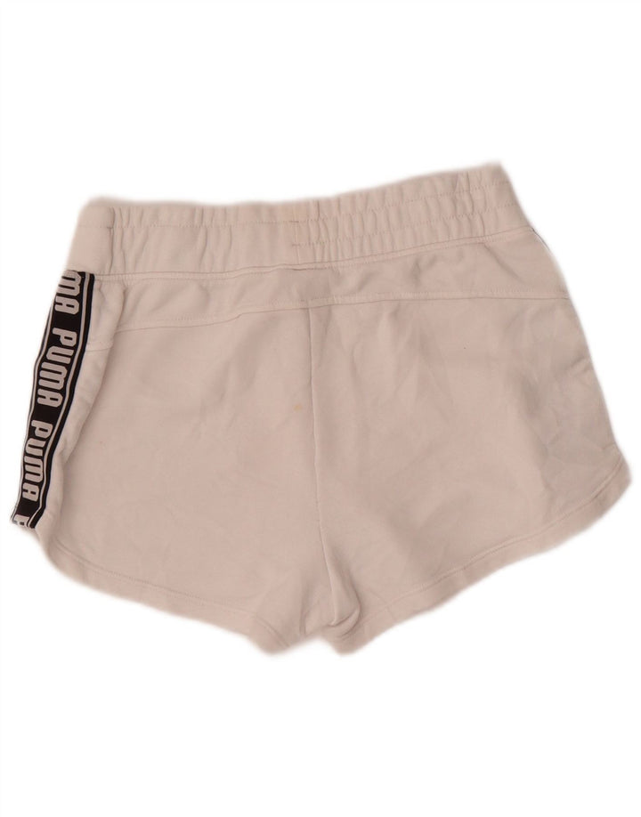 Shorts esportivos femininos PUMA UK 8 pequenos off white algodão colorblock