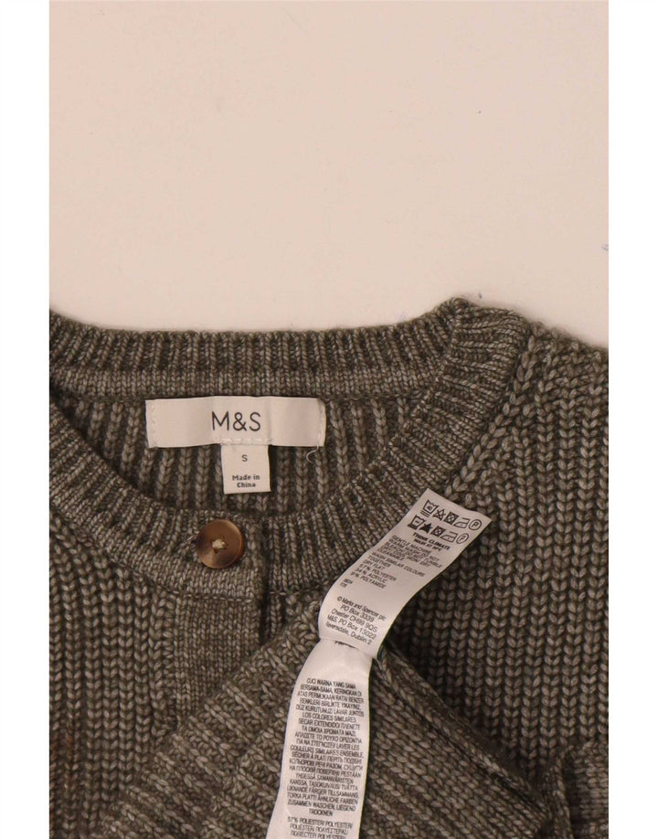 Suéter cardigã feminino sem mangas Marks & Spencer Reino Unido 10 pequeno cinza