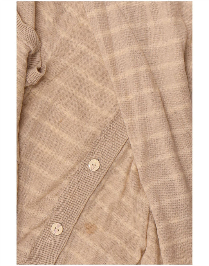 Suéter cardigã feminino WHITE STUFF Reino Unido 14 linho listrado bege grande