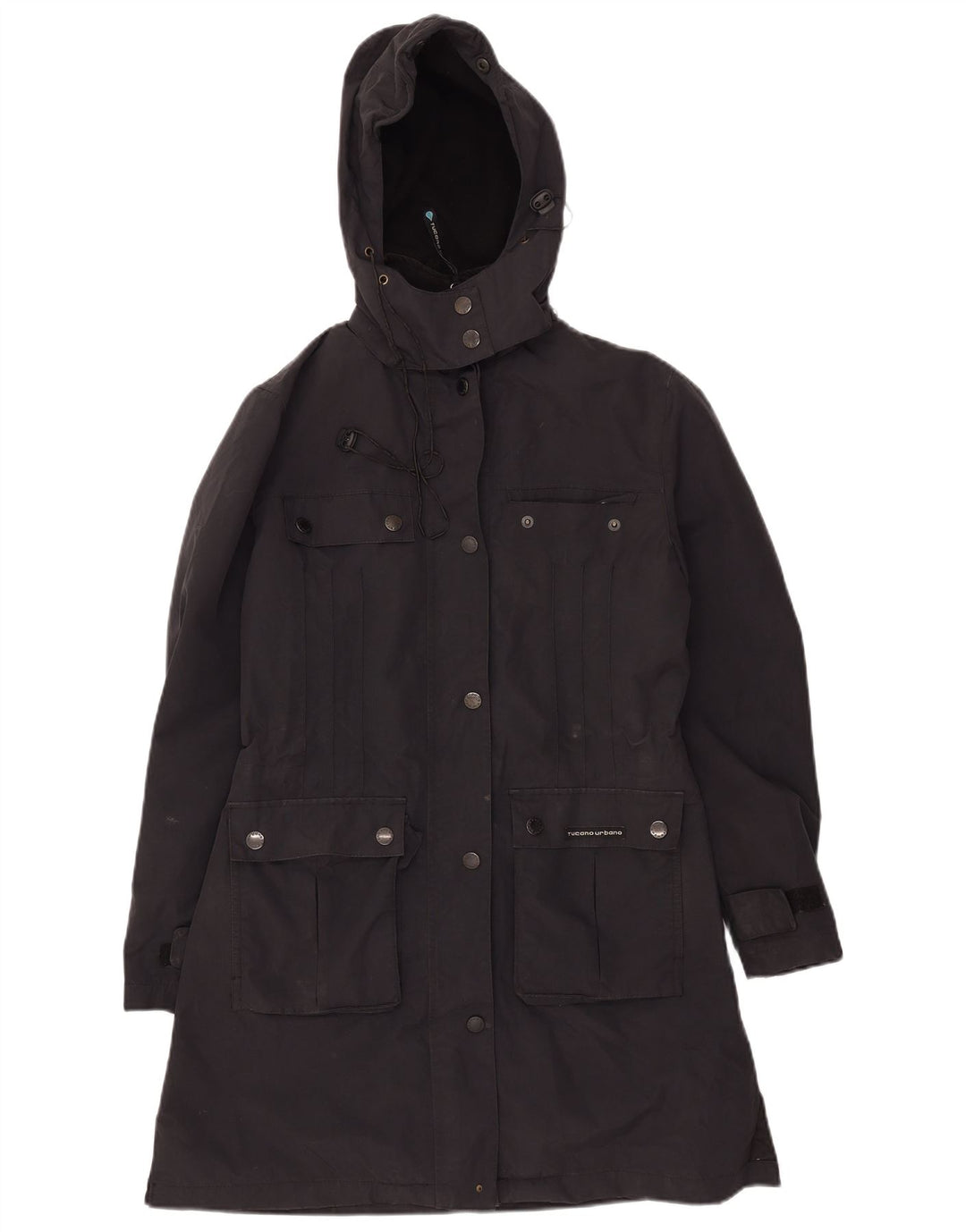 Jaqueta parka feminina com capuz TUCANO URBANO UK 10 poliéster preto pequeno