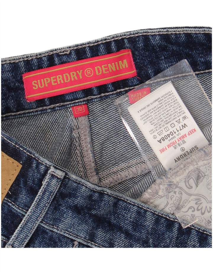 Shorts jeans feminino Superdry cintura baixa W30 algodão azul médio